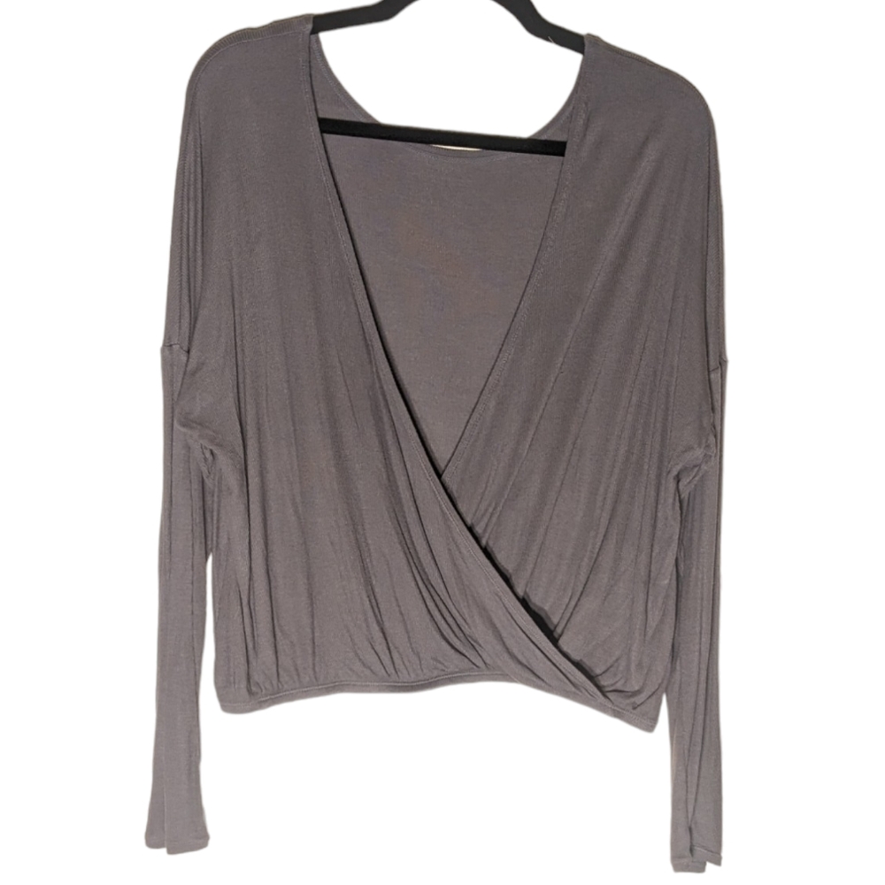Ballet Faux Wrap Comfy Top in Mid Tone Warm Gray